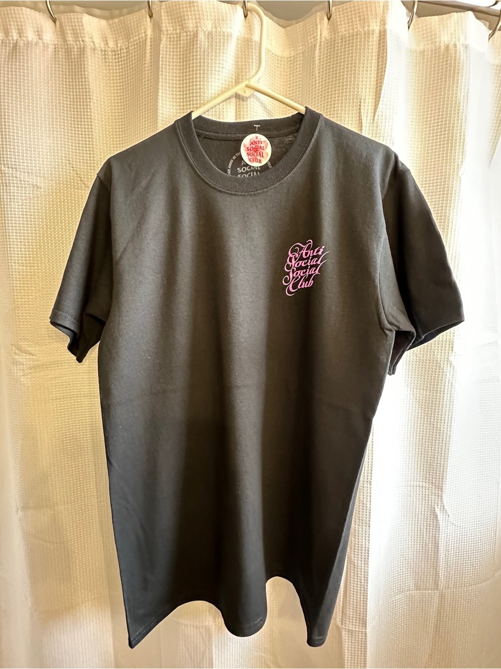 NWOT Anti Social Social Club Black Tee with Pink Script Logo